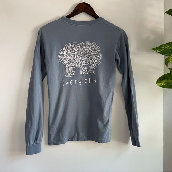 Ivory Ella Muted Blue Long sleeve Crew - Picture 5 of 6